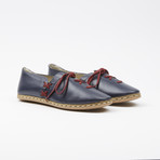 Laced Leather Espadrilles // Navy Blue (US: 7.5)