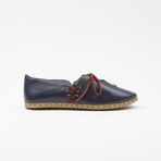 Laced Leather Espadrilles // Navy Blue (US: 7.5)