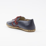 Laced Leather Espadrilles // Navy Blue (US: 10.5)