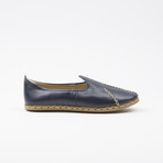 Ribbed Leather Espadrilles // Navy Blue (US: 8.5)