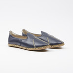 Ribbed Leather Espadrilles // Navy Blue (US: 8)