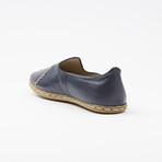 Ribbed Leather Espadrilles // Navy Blue (US: 9.5)