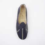 Ribbed Leather Espadrilles // Navy Blue (US: 11.5)