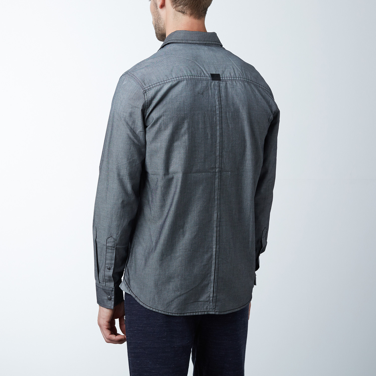 Long Sleeve Twill Dobby Shirt // Black (S) - Point Zero - Touch of Modern