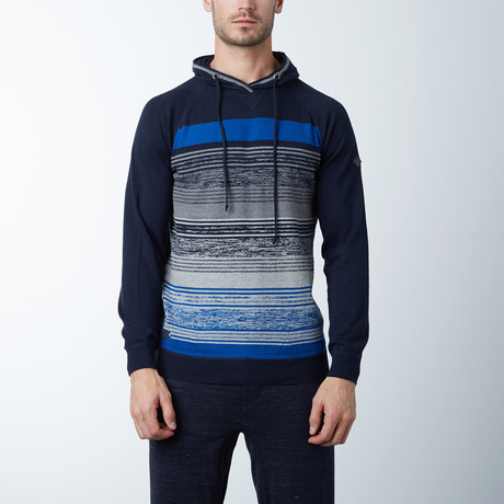 Hooded Fine Gauge Stripe Sweater // Electric (S)