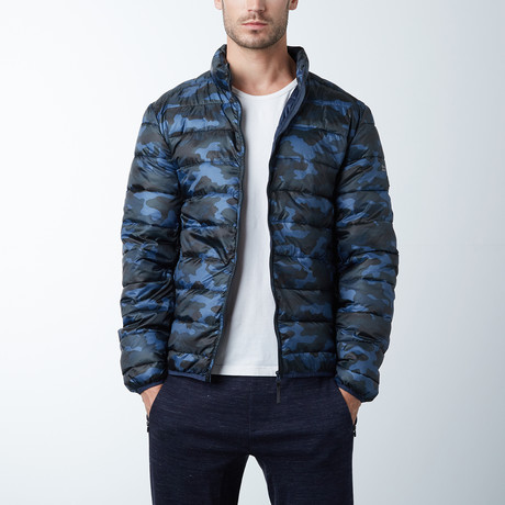 Camouflage Printed Ultralight Jacket // Navy (S)