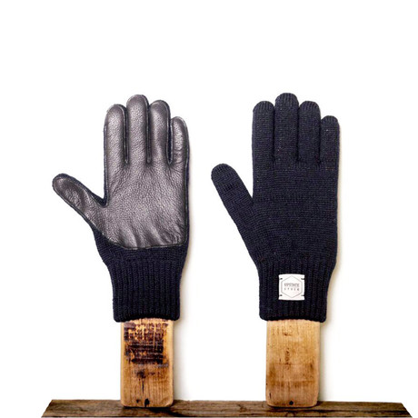 Melange Full Glove + Black Deerskin // Navy (S/M 6.5")