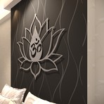 XL Om Symbol Lotus Flower 3D Metal Wall Art