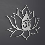 XL Om Symbol Lotus Flower 3D Metal Wall Art