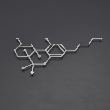 XL THC Molecule 3D Metal Wall Art