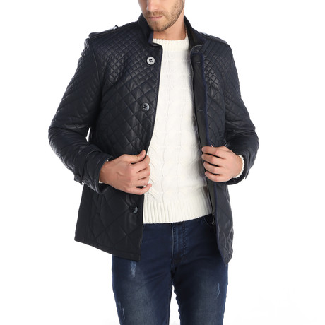Vector Leather Jacket // Navy (M)