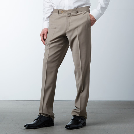 Superfine Merino Wool Fitted Trouser // Beige (US: 36R)
