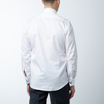 Pipped Lurex Detail Tuxedo Shirt // White, Red (S)