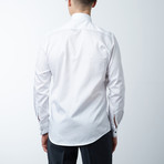 Pipped Lurex Detail Tuxedo Shirt // White, Black (L)