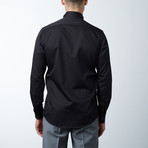 Pipped Lurex Detail Tuxedo Shirt // Black, Black (XS)