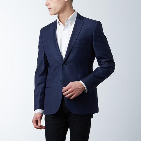 Textured Fitted Wool Sport Coat // Navy (US: 36R)