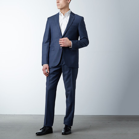 Sharkskin Wool Fitted Suit // Midnight Blue (US: 36R)