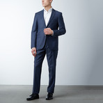 Sharkskin Wool Fitted Suit // Midnight Blue (US: 42R)