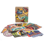 Ocean Liner Labels Postcard Set // Brown Multicolor // Preowned