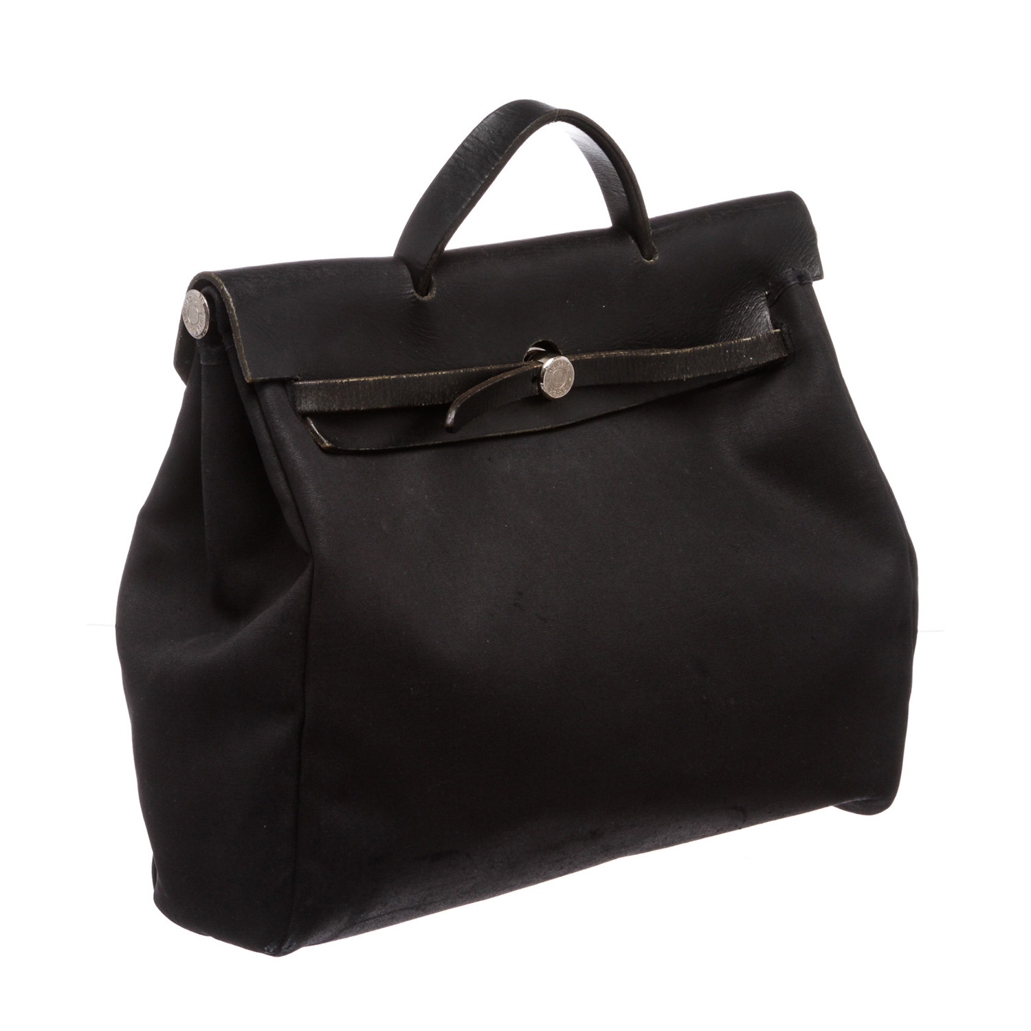 Coated Canvas Leather Herbag MM Travel Bag // Black + Beige
