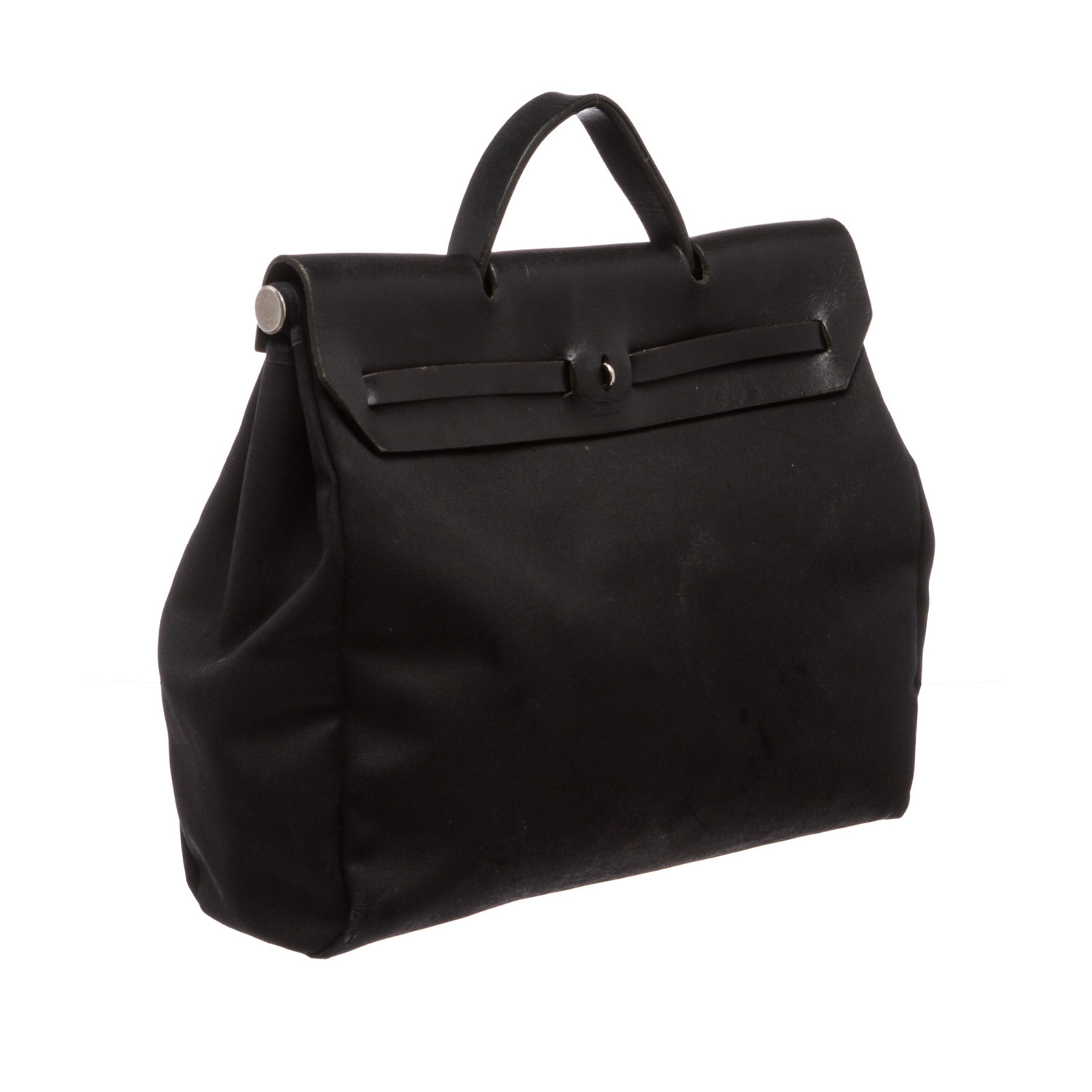 Coated Canvas Leather Herbag MM Travel Bag // Black + Beige