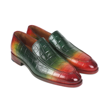 Crocodile Embossed + Calf-Skin Loafers // Multicolor (Euro: 38)