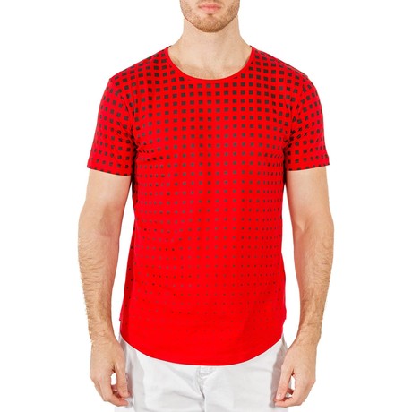 Square Print T-Shirt // Red (XS)