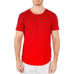 Square Print T-Shirt // Red (XL)