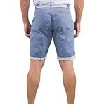 Pleated Printed Contrast Trim Shorts // Light Blue (XL)