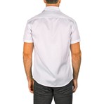 Short Sleeve Button Up Shirt // White Herringbone (XS)