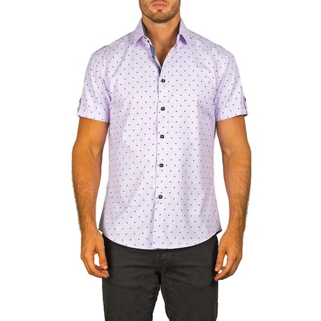 Short Sleeve Button Up Shirt // Lilac (XS)