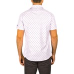 Short Sleeve Button Up Shirt // White + Blue Dot (4XL)