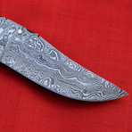 Damascus Steel Folding Knife // 1176
