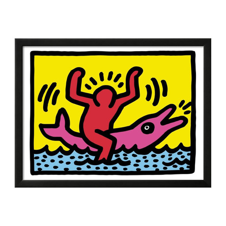 Keith Haring // Pop Shop Dolphin Rider // 1989 (18"W x 14"H x 1"D)
