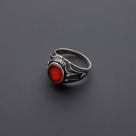 Flashy Red Agate Ring (Size 8)