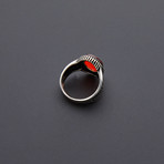 Plain Oval Red Agate Ring (Size 8)