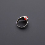 Zebra Design Red Agate Ring (Size 8)