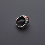 Point Red Agate Ring (Size 8)