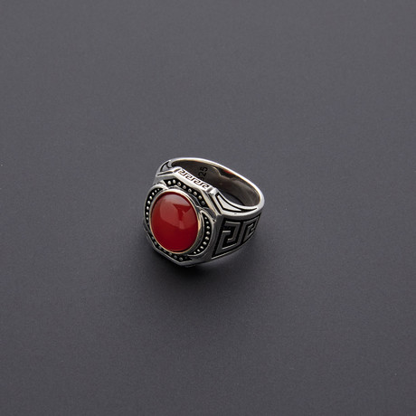 Point Red Agate Ring (Size 8)