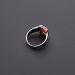 Red Agate Pattern Side Ring (Size 8)