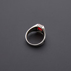 Red Agate Eagle Side Ring (Size 8)