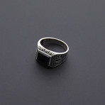 Unique Motif Onyx Stone Ring (Size 8)