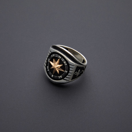 Compass Rose Sailor Anchor Ring (Size 8)