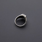 Rope Anchor Onyx Stone Ring (Size 8)