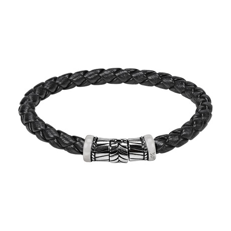 6MM Black Rubber Bracelet + Steel Clasp (7.5"L)