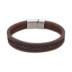 Triple Strand Leather Bracelet // Brown (7.5"L)
