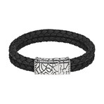 Double Row Leather Bracelet // Black (7.5"L)