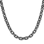 Thick Oval Link Black Lined Necklace