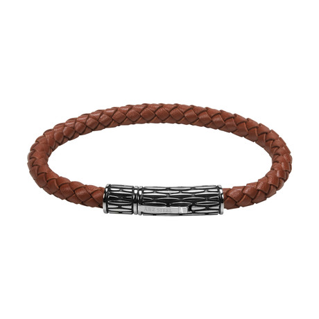 Brown Leather Bracelet (7.5"L)