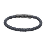 Grey + Blue Leather Bracelet (7.5"L)